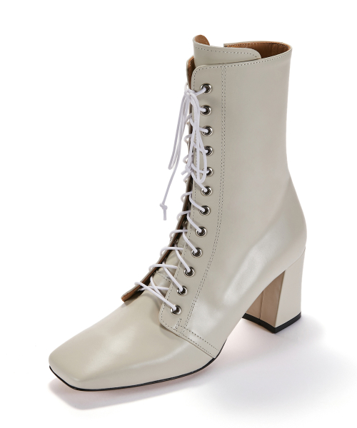 Lace-up Half Boots [Cream]