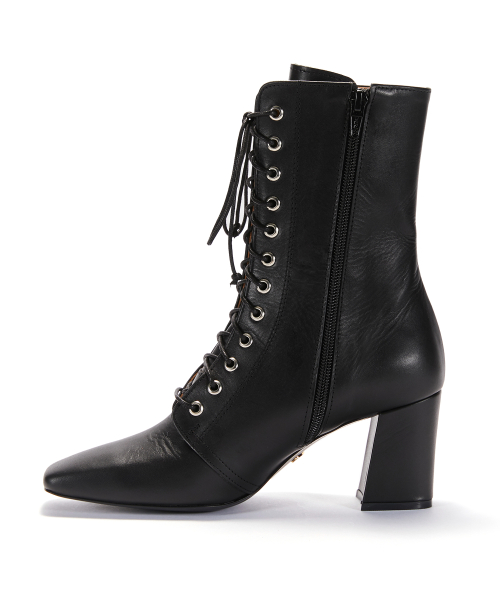 Lace-up Half Boots [Black]