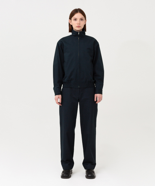 W Stand Collar Blouson, Navy