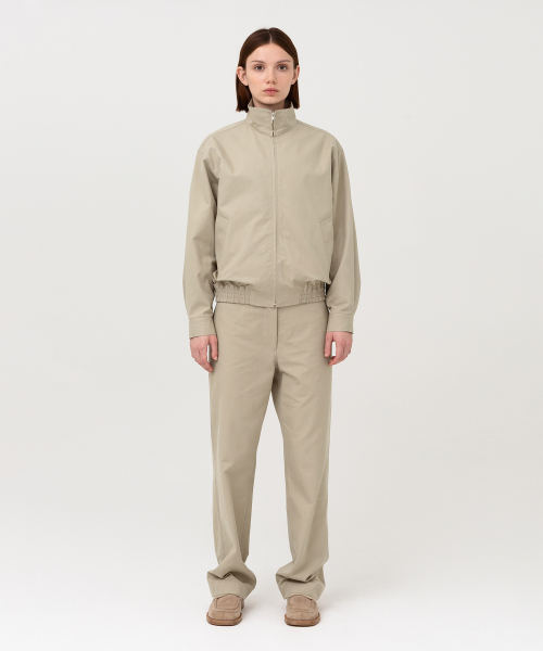 W Stand Collar Blouson, Stone