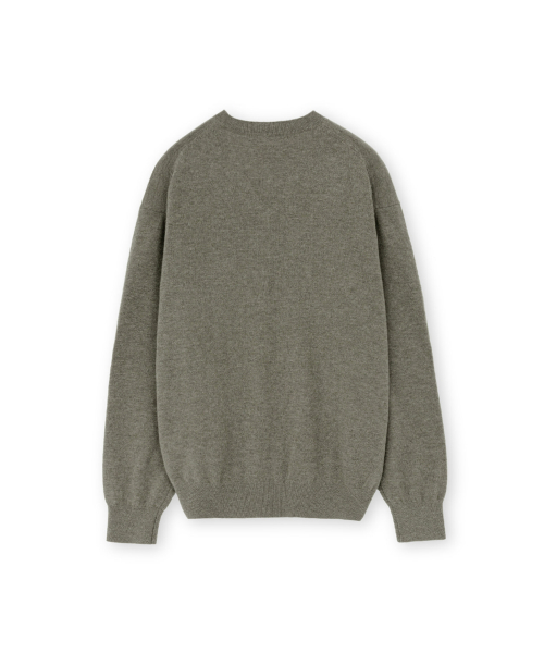 Extra Super Fine V Neck Knit, Olive Grey