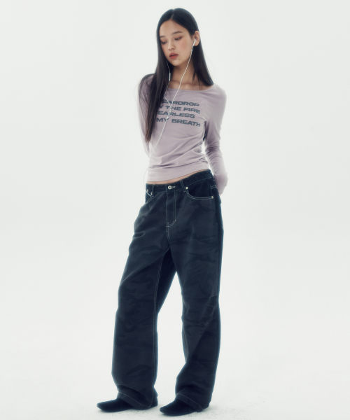 LETTERING SLIM L/S TEE [LIGHT PURPLE]
