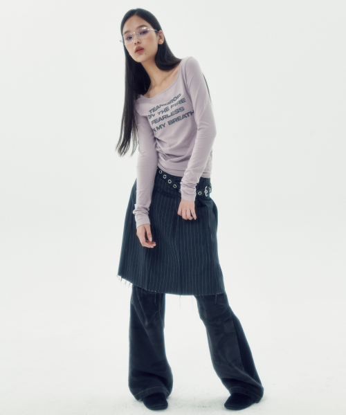 LETTERING SLIM L/S TEE [LIGHT PURPLE]