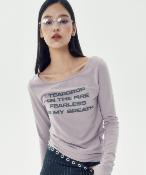 LETTERING SLIM L/S TEE [LIGHT PURPLE]