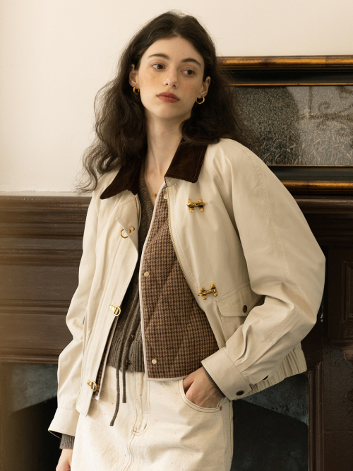 GINNY detachable 3M Thinsulate vest bomber jacket_ivory