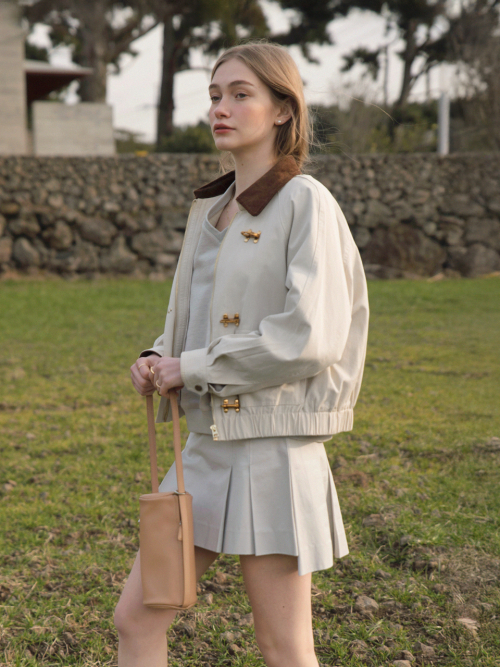 GINNY detachable 3M Thinsulate vest bomber jacket_ivory