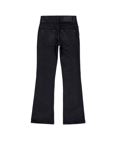 Black western washed boots-cut denim pants - BLACK