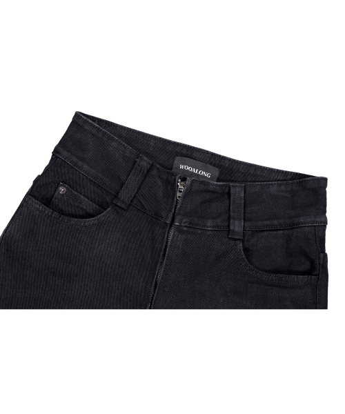 Black western washed boots-cut denim pants - BLACK