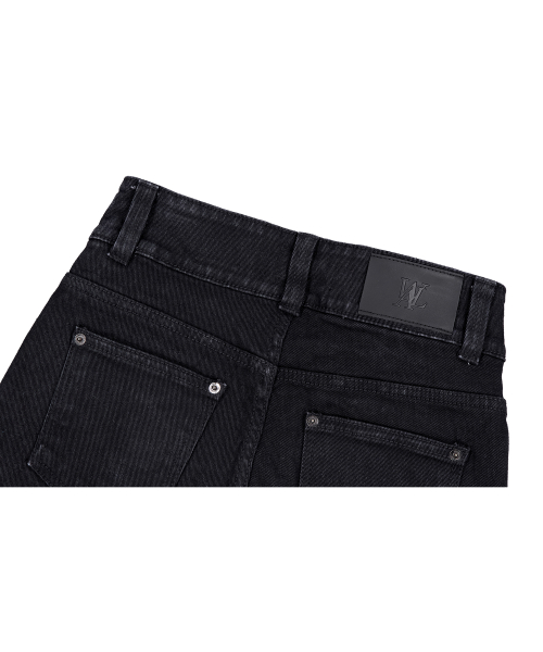 Black western washed boots-cut denim pants - BLACK