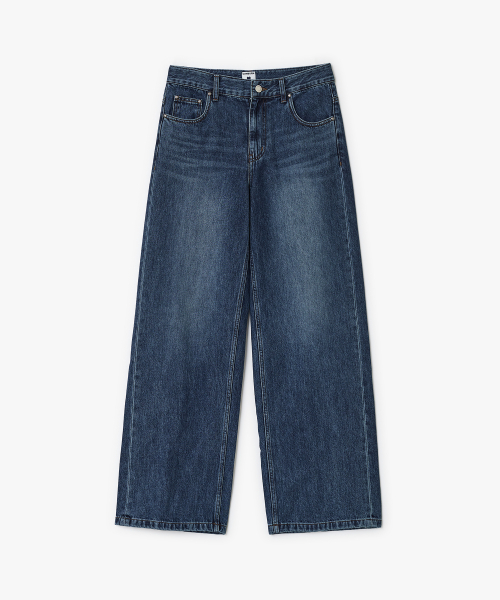 Stitch Wide Denim Pants, BLUE