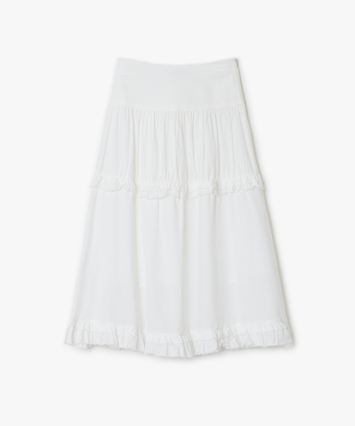 Frill Maxi Skirt, WHITE