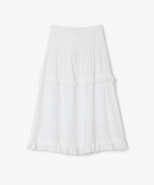 Frill Maxi Skirt, WHITE