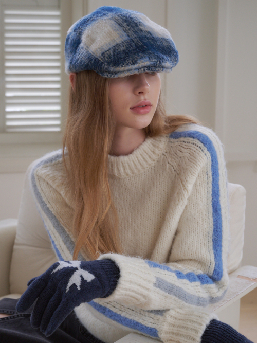 Tartan Check Hunting Cap (Blue Check )