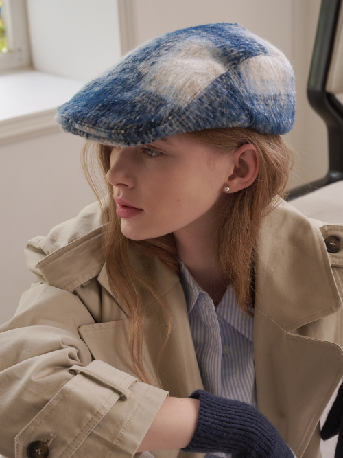Tartan Check Hunting Cap (Blue Check )