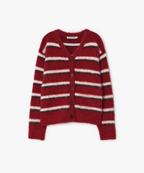 Hairy Overfit Cardigan, BURGUNDY