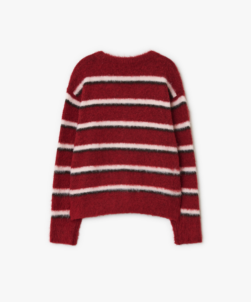 Hairy Overfit Cardigan, BURGUNDY