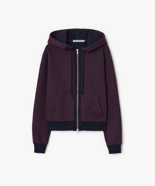 Lace Stripe Hoodie Zip-up (BURGUNDY)