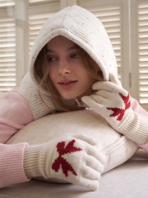 Ribbon Wool Gloves (Ivory)