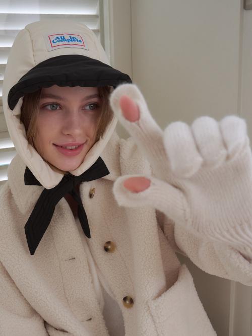 Ribbon Wool Gloves (Ivory)
