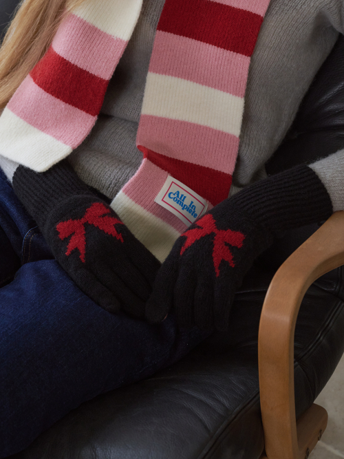 Ribbon Wool Gloves (Black)