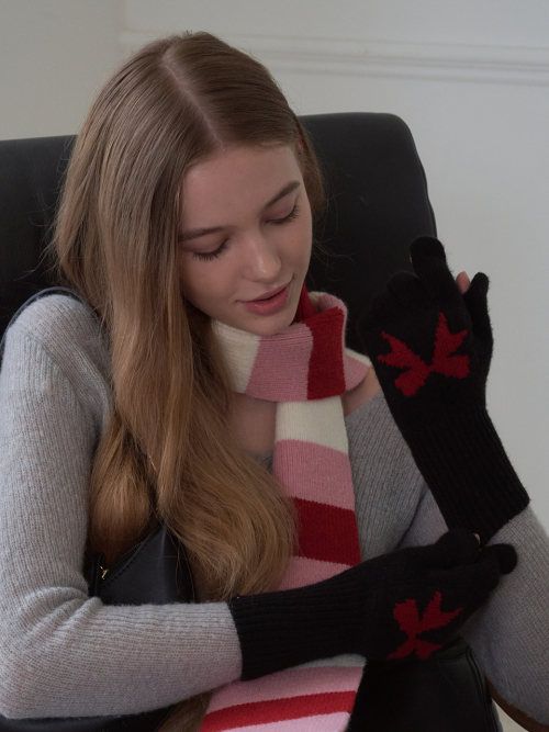 Ribbon Wool Gloves (Black)