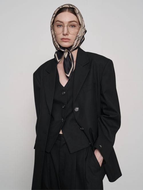 Oversized Wool Single Blazer Black
