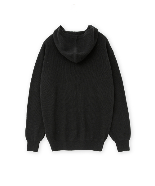Cashmere Hood Half Zip Up, Black