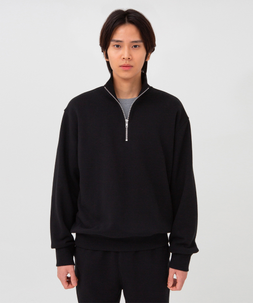 Soft Sweat Half Zip Up, Black