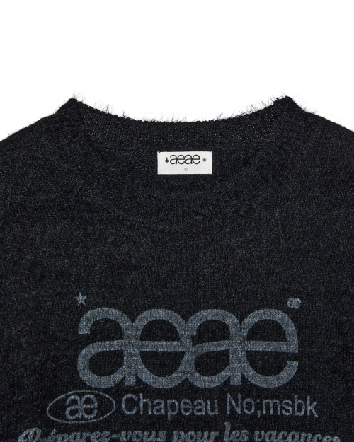WEB LOGO HAIRY KNIT [BLACK]
