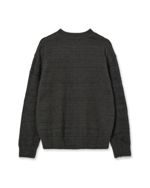 WEB LOGO HAIRY KNIT [CHARCOAL]