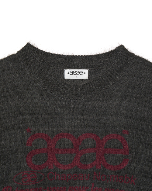 WEB LOGO HAIRY KNIT [CHARCOAL]