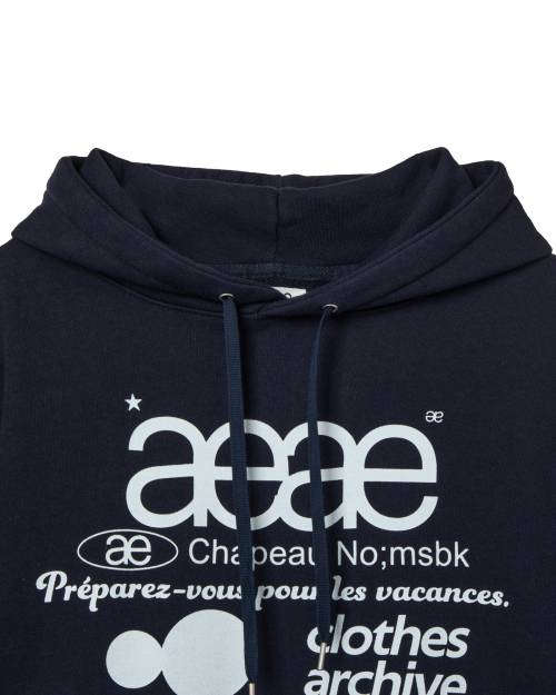 WEB LOGO LOOSED HOODIE [NAVY]