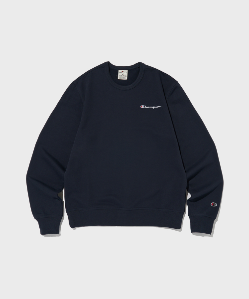 스몰 스크립트 로고 크루넥 스웨트셔츠 Normal Navy