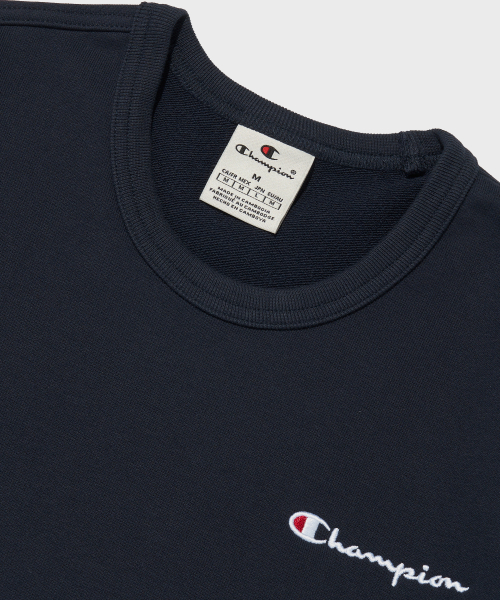 스몰 스크립트 로고 크루넥 스웨트셔츠 Normal Navy