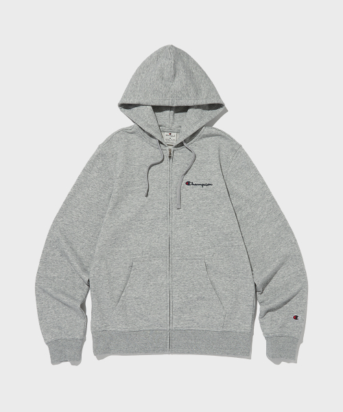 스몰 스크립트 로고 후드 집업 Normal Grey