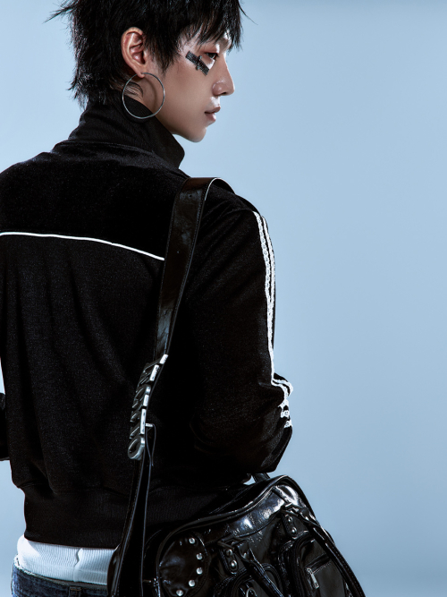 Piping Line Track Zip Up Jacket_[Black]