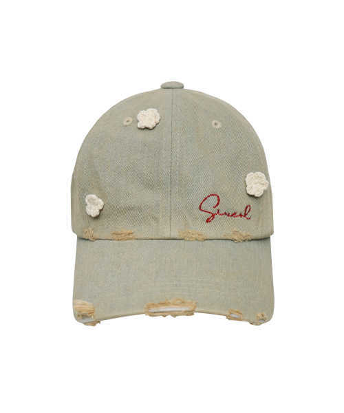 Crochet Denim Cap (Dusty Yellow)