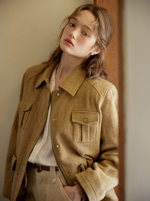 EVAN wool bomber jacket_KHAKI BEIGE