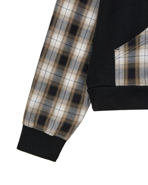 CHECK PATCHWORK HOOD ZIP-UP [BLACK]