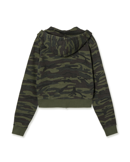 WEB LOGO CROP HOOD ZIP UP [CAMO GREEN]