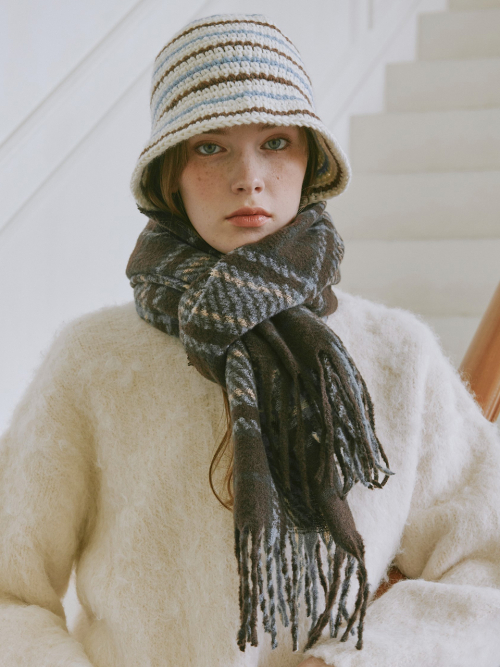 Tartan Check Muffler (Brown)