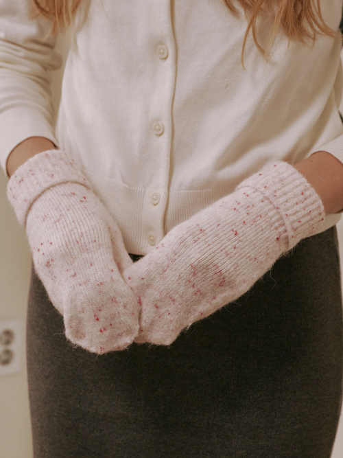 Dot Mitten Gloves (White)