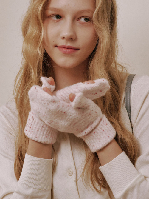 Dot Mitten Gloves (White)