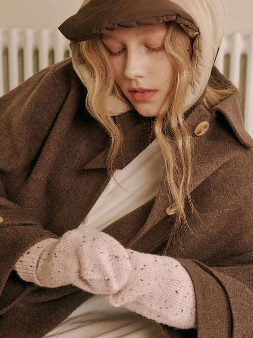 Dot Mitten Gloves (Dusty Pink)