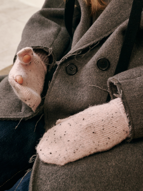 Dot Mitten Gloves (Dusty Pink)