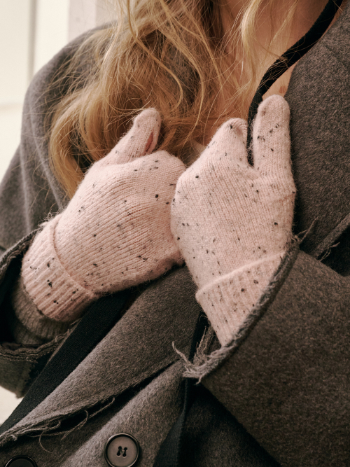 Dot Mitten Gloves (Dusty Pink)