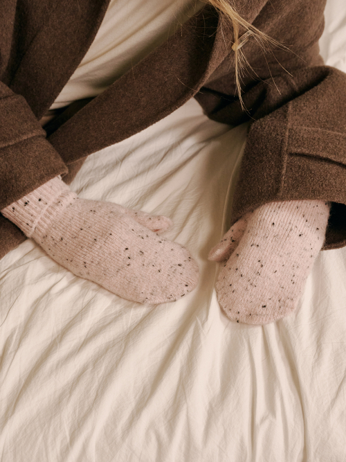 Dot Mitten Gloves (Dusty Pink)
