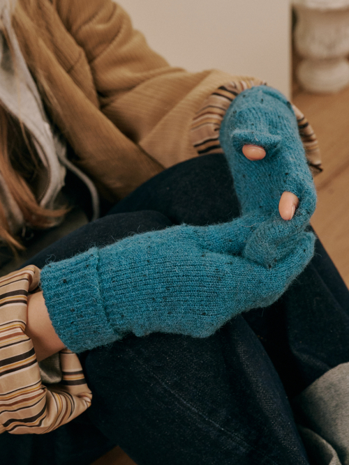 Dot Mitten Gloves (Blue Green)