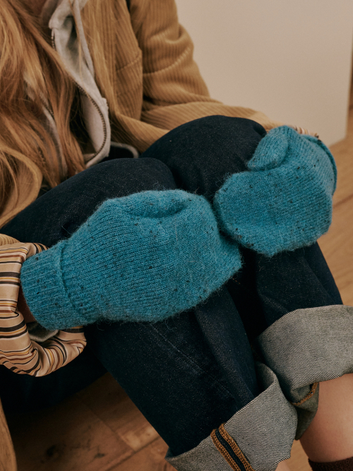 Dot Mitten Gloves (Blue Green)