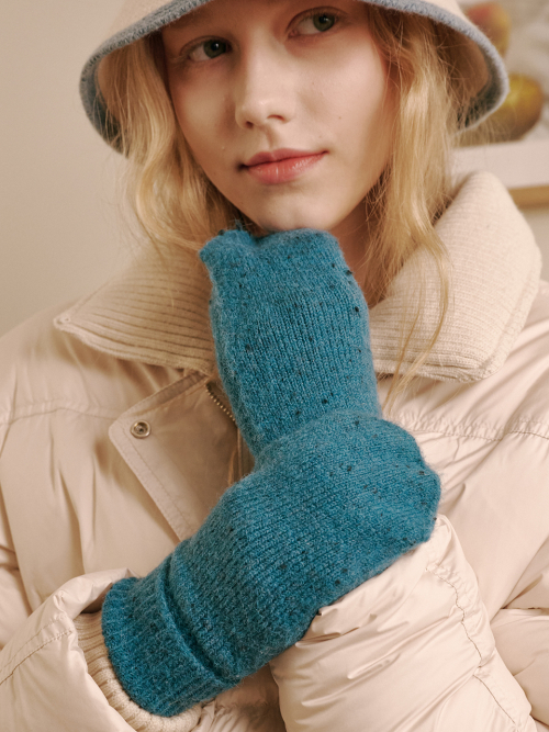 Dot Mitten Gloves (Blue Green)
